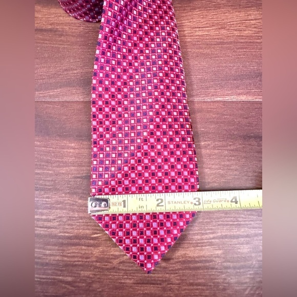 🍁SALE🍁NAUTICA Red Silk Polyester Blend Foulard Tie - Picture 8 of 9